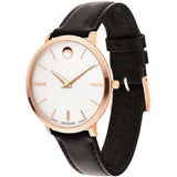 Buy Shop Movado Ultra Slim Silver Dial Brown Leather Strap Watch For Women - 0607093 USA Online