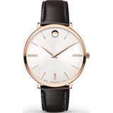 Buy Shop Movado Ultra Slim Silver Dial Brown Leather Strap Watch For Women - 0607093 USA Online