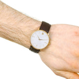 Buy Shop Movado Ultra Slim White Dial Brown Leather Strap Watch For Men - 0607089 USA Online