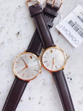 Buy Shop Movado Ultra Slim White Dial Brown Leather Strap Watch For Men - 0607089 USA Online