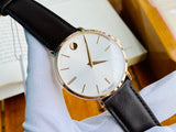 Buy Shop Movado Ultra Slim White Dial Brown Leather Strap Watch For Men - 0607089 USA Online