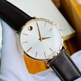 Buy Shop Movado Ultra Slim White Dial Brown Leather Strap Watch For Men - 0607089 USA Online