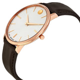 Buy Shop Movado Ultra Slim White Dial Brown Leather Strap Watch For Men - 0607089 USA Online