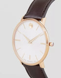 Buy Shop Movado Ultra Slim White Dial Brown Leather Strap Watch For Men - 0607089 USA Online