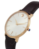 Buy Shop Movado Ultra Slim White Dial Brown Leather Strap Watch For Men - 0607089 USA Online