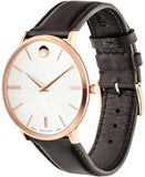 Buy Shop Movado Ultra Slim White Dial Brown Leather Strap Watch For Men - 0607089 USA Online