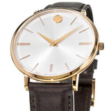 Buy Shop Movado Ultra Slim White Dial Brown Leather Strap Watch For Men - 0607089 USA Online