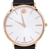 Buy Shop Movado Ultra Slim White Dial Brown Leather Strap Watch For Men - 0607089 USA Online