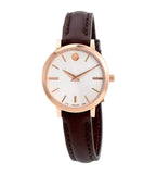 Buy Shop Movado Ultra Slim White Dial Brown Leather Strap Watch For Women - 0607096 USA Online