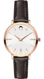 Buy Shop Movado Ultra Slim White Dial Brown Leather Strap Watch For Women - 0607096 USA Online