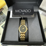 Buy Shop Movado Veturi Black Dial Gold Steel Strap Watch for Women - 0606935 USA Online