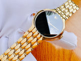 Buy Shop Movado Veturi Black Dial Gold Steel Strap Watch for Women - 0606935 USA Online