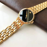 Buy Shop Movado Veturi Black Dial Gold Steel Strap Watch for Women - 0606935 USA Online