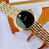 Buy Shop Movado Veturi Black Dial Gold Steel Strap Watch for Women - 0606935 USA Online