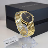 Buy Shop Movado Veturi Quartz Black Dial Gold Steel Strap Watch for Men - 0606934 USA Online