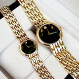 Buy Shop Movado Veturi Quartz Black Dial Gold Steel Strap Watch for Men - 0606934 USA Online