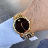 Buy Shop Movado Veturi Quartz Black Dial Gold Steel Strap Watch for Men - 0606934 USA Online