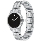 Buy Shop Movado Veturi Quartz Black Dial Silver Steel Strap Watch for Women - 0606338 USA Online