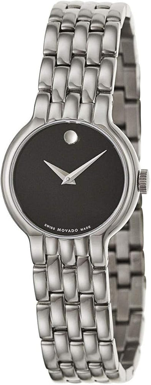 Buy Shop Movado Veturi Quartz Black Dial Silver Steel Strap Watch for Women - 0606338 USA Online