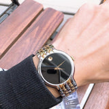 Buy Shop Movado Veturi Quartz Black Dial Two Tone Steel Strap Watch for Men - 0606932 USA Online