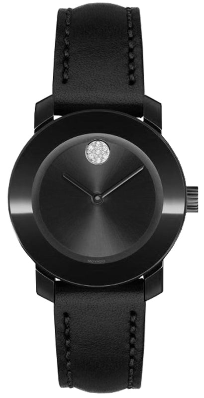 Buy Shop Movado Bold Black Dial Black Leather Strap Watch for Women - 3600483 USA Online