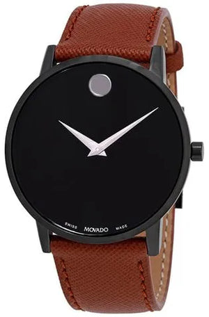 Buy Shop Movado Museum Classic Black Dial Brown Leather Strap Watch for Men - 0607198 USA Online