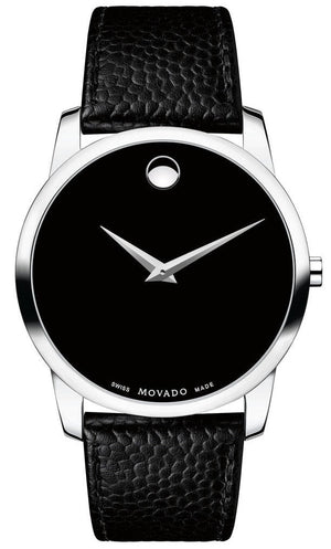 Buy Shop Movado Museum Black Dial Black Leather Strap Watch For Men - 607012 USA Online