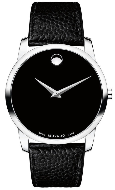 Buy Shop Movado Museum Black Dial Black Leather Strap Watch For Men - 607012 USA Online