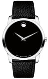 Buy Shop Movado Museum Black Dial Black Leather Strap Watch For Men - 607012 USA Online
