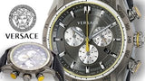 Buy Shop Versace V Ray Chronograph Grey Dial Black Leather Strap Watch for Men - VDB020014 USA Online
