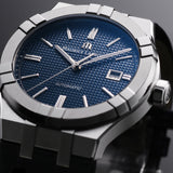 Maurice Lacroix Aikon Automatic Blue Dial Blue Leather Strap Watch For Men - AI6008-ss001-430-1