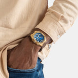 Buy Shop Guess Headline Chronograph Blue Dial Brown Silicone Strap Watch For Men - GW0571G5 USA Online