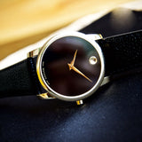 Buy Shop Movado Museum Black Dial Black Leather Strap Watch For Men - 0607014 USA Online