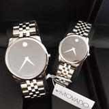 Movado Museum Classic Black Dial Silver Steel Strap Watch For Women - 0606505