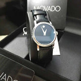 Movado Museum Black Dial Black Leather Strap Watch For Women - 2100004