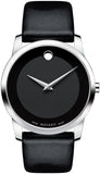 Buy Shop Movado Museum Black Dial Black Leather Strap Watch For Men - 606502 USA Online