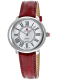 Buy Shop Michele Serein Silver Dial Red Leather Strap Watch For Women - MWW21B000023 USA Online