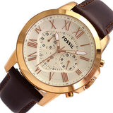 Buy Shop Fossil Grant Chronograph White Dial Brown Leather Strap Watch for Men - FS4991 USA Online