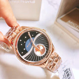 Buy Shop Michael Kors Lauryn Blue Dial Rose Gold Steel Strap Watch for Women - MK3723 USA Online