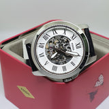 Buy Shop Fossil Grant Automatic Skeleton White Dial Black Leather Strap Watch for Men - ME3101 USA Online