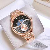 Buy Shop Michael Kors Lauryn Blue Dial Rose Gold Steel Strap Watch for Women - MK3723 USA Online