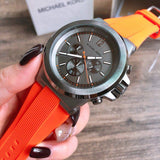 Buy Shop Michael Kors Dylan Chronograph Grey Dial Orange Rubber Strap Watch for Men - MK8296 USA Online