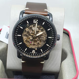 Buy Shop Fossil Commuter Automatic Black Dial Brown Leather Strap Watch for Men - ME3158 USA Online