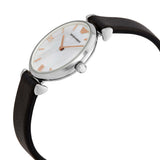 Buy Shop Emporio Armani Gianni T Bar Mother of Pearl Dial Black Leather Strap Watch For Women - AR90002 USA Online