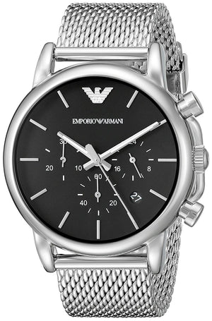 Buy Shop Emporio Armani Luigi Chronograph Black Dial Silver Mesh Bracelet Watch For Men - AR1811 USA Online