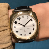 Buy Shop Marc Jacobs Mandy White Dial Black Leather Strap Watch for Women - MJ1564 USA Online