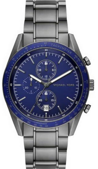 Buy Shop Michael Kors Accelerator Chronograph Blue Dial Grey Steel Strap Watch For Men - MK9111 USA Online