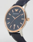 Buy Shop Emporio Armani Renato Analog Blue Dial Black Leather Strap Watch For Men - AR2506 USA Online