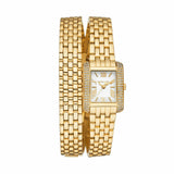 Buy Shop Michael Kors Emery Pave Double Wrap White Dial Gold Steel Strap Watch for Women - MK4833 USA Online