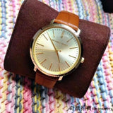 Buy Shop Michael Kors Jaryn Quartz Gold Dial Brown Leather Strap Watch For Women - MK2496 USA Online